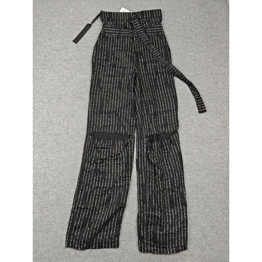 Ben Taverniti Unravel Project Pants Womens 40 Black Paperbag Belted Italy New